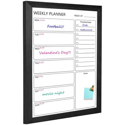 Dry Erase White Board Weekly Calendar Board,17.7“x23.6,Black - color: Black, size: 18"W x 24"H