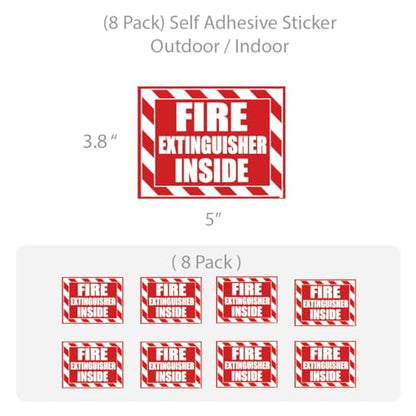 (8 Pack) Fire Extinguisher Inside Sticker Decal Sign Self Adhesive for Trucks or Equipment