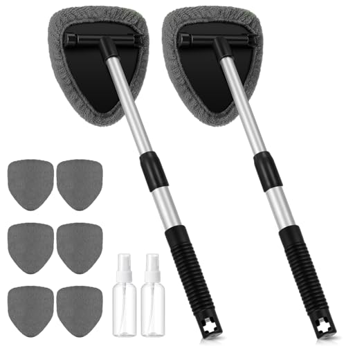 Baderke 10 Pcs Car Window Cleaner Windshield Tool, Extendable,Gray - color: Gray