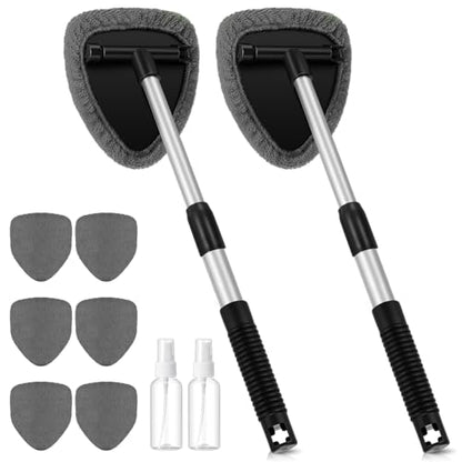 Baderke 10 Pcs Car Window Cleaner Windshield Tool, Extendable,Gray - color: Gray