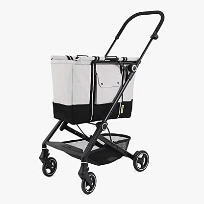 SEEKER Lightweight Foldable Grocery Cart on Wheels with Removable Heavy Duty Shopping Bag | Roll to The Grocery or Laundry, Gray (SKR-1000)