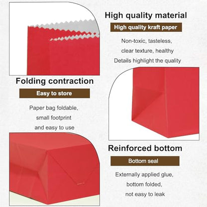 KEYYOOMY Small Red Paper Bags Red Goodie Bags (50 CT, 4.7x2.4x8.7 in) - color: Red, size: 4.7x2.4x8.7 in - Small