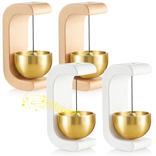 Zonon 4 Pcs Magnetic Wooden Doorbell Chime, Nature Beech and White - color: Nature Beech and White
