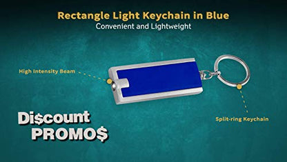DISCOUNT PROMOS 10 Flashlight Keychains Pack - Rectangle, Plastic - Blue - color: Blue, size: 10 keychains