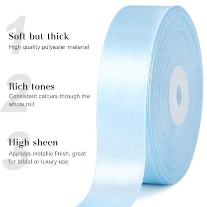 Baby Blue Satin Ribbon, 1 Inch, 50 Yards - color: Baby Blue