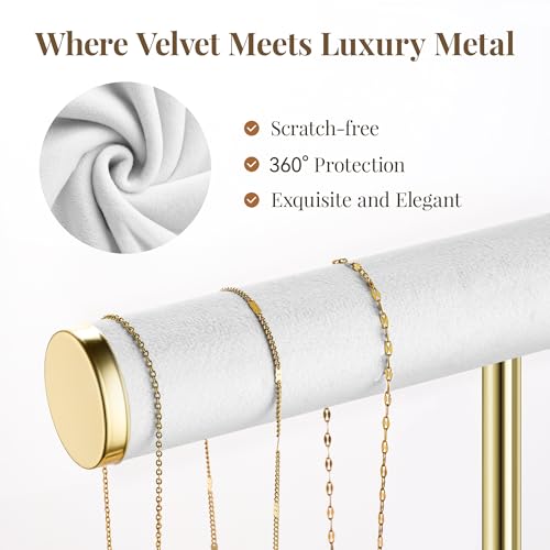 Jewelry Organizer Stand Display, 3 Tier Velvet Bracelet Holder, White - color: White, size: Large