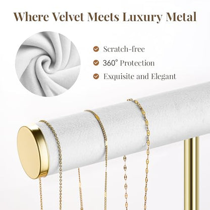 Jewelry Organizer Stand Display, 3 Tier Velvet Bracelet Holder, White - color: White, size: Large