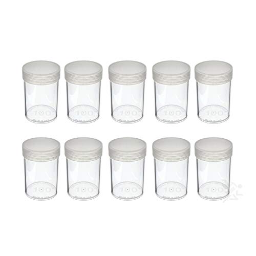 (10) Edgar Marcus Brand Round Clear Plastic (Large Dollars) Size Coin Storage Tube Holders with Screw on Lid
