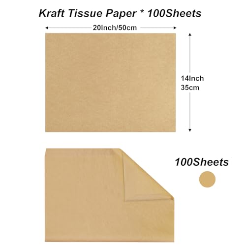 Jkopsnr 100 Sheets Kraft Tissue Paper 20x14 Inches - color: Kraft, size: 14x20