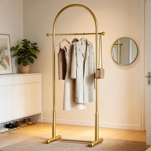 Gold Arch Clothing Rack, Freestanding Metal Garment Rack - color: ‎gold