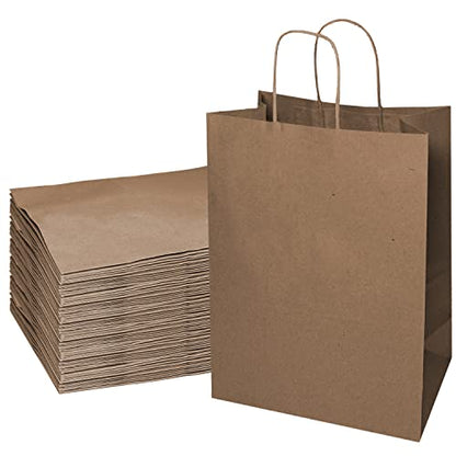 EcoQuality 18 x 7 x 19 Inch Kraft Paper Shopping Bags with Handle, 150 Pack
