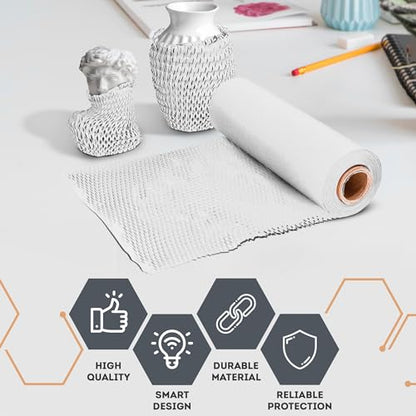 APQ Supply Honeycomb Packing Paper White, 15 Inch x 100 Feet, Clean Retail Packaging for Boutiques, E-Commerce Sellers, and Shipping Departments - style: White / Pack of 1