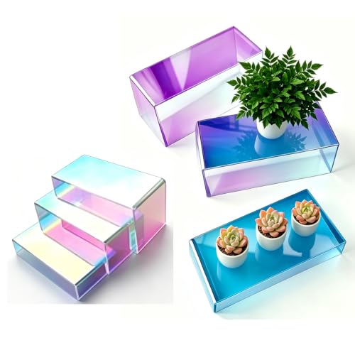 Wider Holographic Acrylic Risers 6 Pcs 4 Inch for Countertop Organizer - color: Holographic 6 PCs