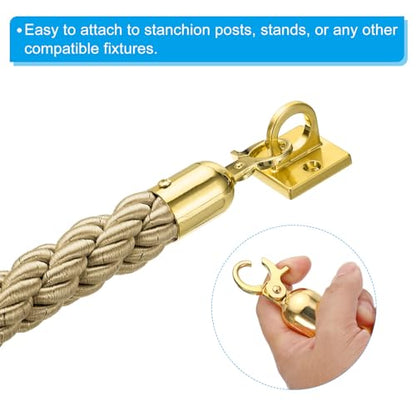 PATIKIL Stanchion Rope 1.5m/5Ft Barrier Golden Hook Champagne Gold 2 Pack - color: Champagne Gold/Golden