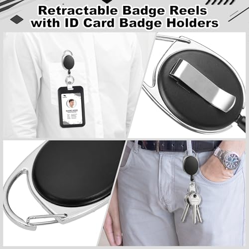5 Pack Retractable Badge Reels with Vertical Id Card Holders, Black - style: 5 Set Hard Material
