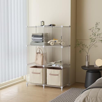 AWTATOS Cube Storage Organizer, Closet Organizers, 6 Cube Shelf, Clear - color: Translucent Twill