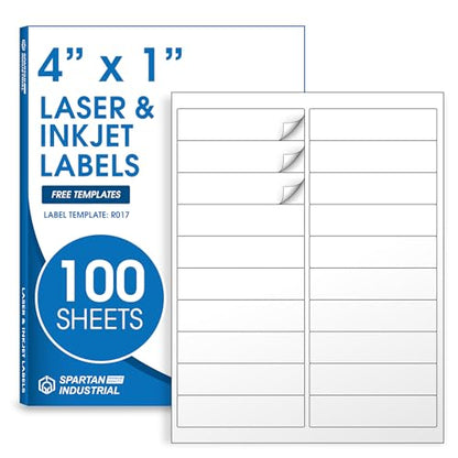 4" X 1" Matte White Printable Address Labels (100 Sheets, 2000 Stickers) - style: 2000 Labels