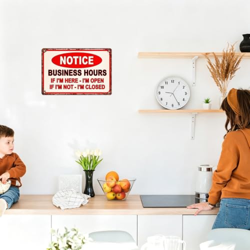 Vintage Notice Business Hours Aluminum Metal Sign 8X12in