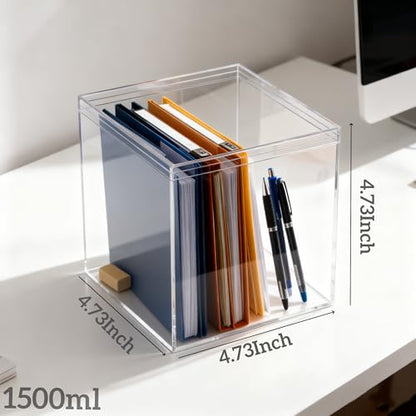 KissYou Acrylic Box Clear Box with Lids Candy Containers Transparent Display Square Cube Acrylic Storage Box Christmas Party Decorations - size: 4.72 x 4.72 x 4.72 Inch