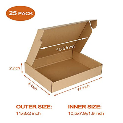 PHAREGE 25 Pack 11x8x2 inch Cardboard Shipping Boxes, Brown Mailing Box - color: Brown, size: 11x8x2 inch 25 Pack