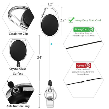 Giancomics Black Lanyards for ID Badges, Badge Holder Retractable Reel Card - color: 0 Black