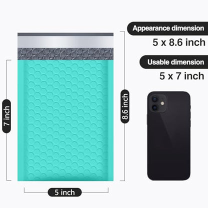 UCGOU Bubble Mailers 5x8.6" Usable Size 5x7" Padded Envelopes Teal 50 Pack - color: Teal, size: 5x8.6" 50PC