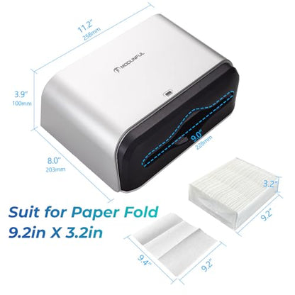 modunful Trifold Hand Towel Dispenser for Bathroom -Wall Mount with No-Hole - color: D-23 Sliver