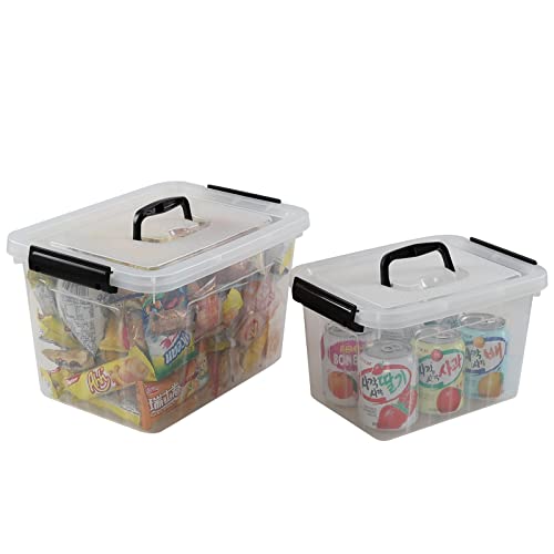 2 Packs Clear Storage Boxes, 12 Quarts & 6 Quarts Latching Bins Tote - size: 6 Quart & 12 Quart