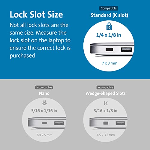 Kensington Combination Laptop Lock for Standard Security Slot, Resettable (K60213WW) - size: Slim, style: Simple Solution T-Bar