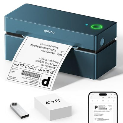 POLONO Bluetooth Thermal Shipping Label Printer, 4x6 Thermal Label Printer - color: Blue