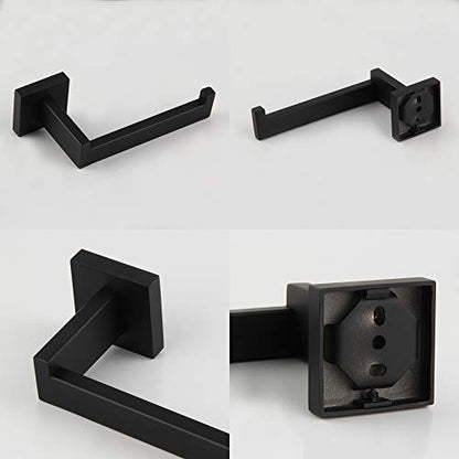 GERZWY Bathroom Toilet Paper Holder SUS 304 Stainless Steel Matte Black Tissue Paper Roll Holder Wall Mount FG1605-BK - color: Black