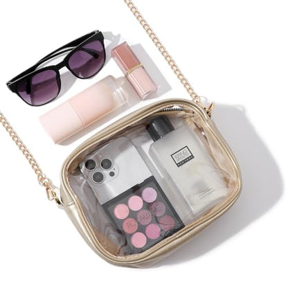 TOBVZOO Clear Bag Stadium Approved, Crossbody Transparent Bag for Concerts Sports Events, Purses for Men & Women - color: Gold