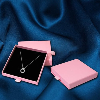 Jewelry Gift Box, 3.53.5x0.7Inch Cardboard Jewelry Organizer, Fancy Necklace Bracelet Earring Drawer, Kraft Empty Jewellery Display for Ring Earring (Pink, 4 Pcs) - color: Pink