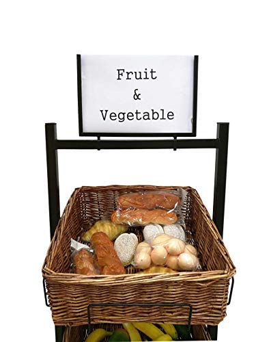 FixtureDisplays® 4 Tier Basket Stand Wicker Basket Bakery Rack Produce Stand Food Rack Fruit, Wicker - Black 120005-NPF