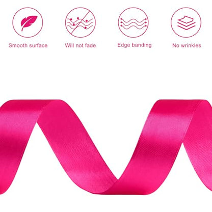 Hot Pink Satin Ribbon, 1 Inch, 50 Yards - color: hot pink