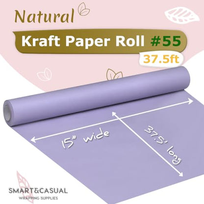 SMART&CASUAL 15" x 450" (37.5') Kraft Paper Roll for Art Craft Supplies Gift Wrapping Moving Packing Painting Drawing Paint Easel Poster Chart Paper (Light Purple, 15" W x 450" L (37.5')) - color: Light Purple, size: 15"W x 450"L ( 37.5' )