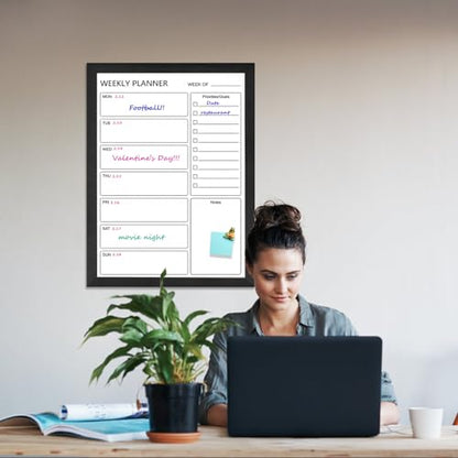 Dry Erase White Board Weekly Calendar Board,17.7“x23.6,Black - color: Black, size: 18"W x 24"H