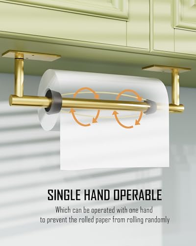 Paper Towel Holder Under Cabinet One Hand Operable, Brushed Gold - color: Brushed Gold