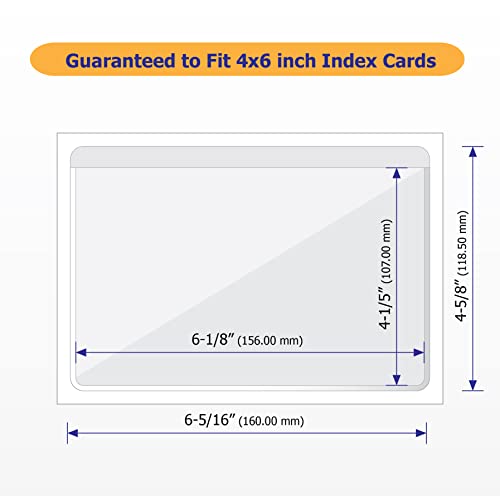 IMAGAME Clear Adhesive 4" x 6" Index Card Pockets, Labels Holders, 50 Pack - size: 4-5/8" x 6-5/16" for 4" x 6" Cards