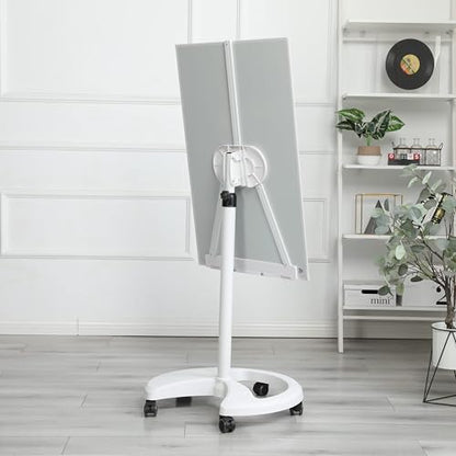 Rolling Tempered Glass Whiteboard with Stand, Magnetic Dry Erase Glass Board 36" x 24", Height Adjustable & 0–30° Tilting Mobile Stand with Locking Casters, Includes 2 Magnets 2 Markers 1 Eraser