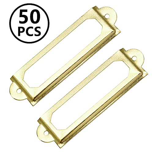 50 PCS Metal Label Holders 60x17mm Gold with Screws - color: Gold, 60x17mm