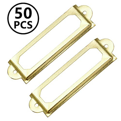 50 PCS Metal Label Holders 60x17mm Gold with Screws - color: Gold, 60x17mm