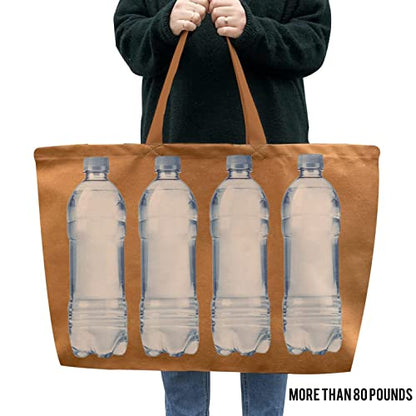 Large Canvas Tote Bag Reusable Extra Big Grocery Bags - color: Brown