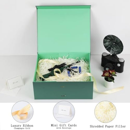 BoxSkivra Green Magnetic Gift Box Large 1 Pack 13X11X5.3 Inch - color: 13X11X5.3Inch-Green-Pack of 1