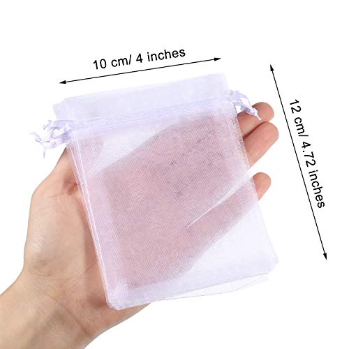 Mudder Organza Gift Bags Wedding Favour Bags Jewelry Pouches, Pack of 100 (4 x 4.72 Inch, White) - color: White