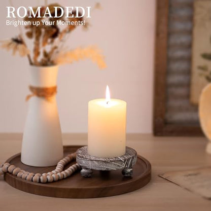 Romadedi Whitewashed Wood Riser, Pillar Candle Holder, 4.7 in, 4 Packs - color: Whitewashed, size: 4 PCS