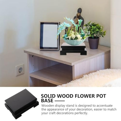 PRETYZOOM Wooden Display Stand Rectangular Base Pedestal for Buddha Statue Vase Flower Pot Home Decor Art Rack for Living Room Bedroom Shelf