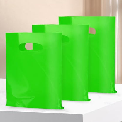 Green 100 PCS Small Gift Bags, 6"x8" Goodie Party Favor Bags with Handle, Treat Retail Pouches for Kids Birthday, Christmas, Small Business - color: Green-100PCS