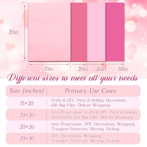500 Sheet Pink Tissue Paper Bulk 20 x 20 Inch for Wedding Birthday Gift Bag - color: Pink, size: 20 x 20 Inch