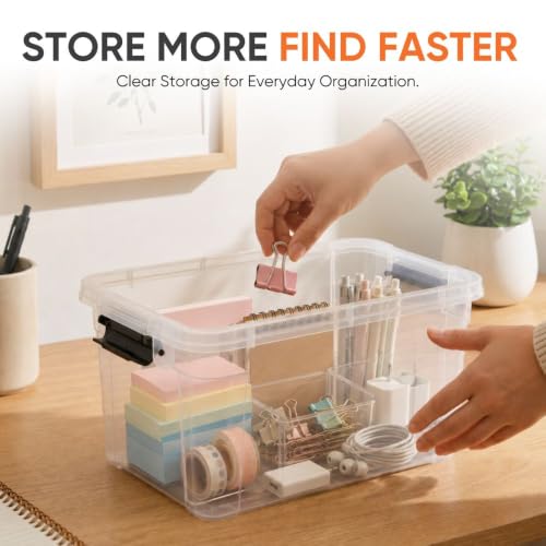Superio 1.4 Quart Mini Clear Plastic Storage Container with Lid, Stackable Small Organizer Box for Crayons, Art Supplies, Beads, Sewing, Stationery & Food Storage, 2 Pack - size: 1.4 Quart